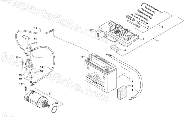 BATTERY AND STARTER ASSEMBLY diagram