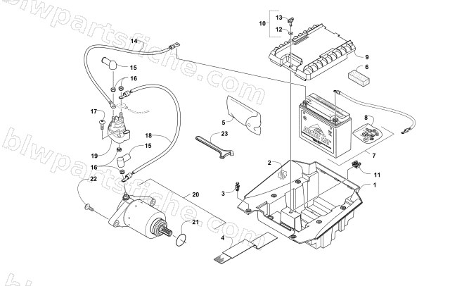 BATTERY AND STARTER ASSEMBLY diagram
