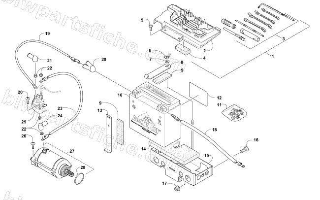 BATTERY AND STARTER ASSEMBLY diagram