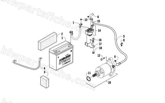 BATTERY AND STARTER ASSEMBLY diagram