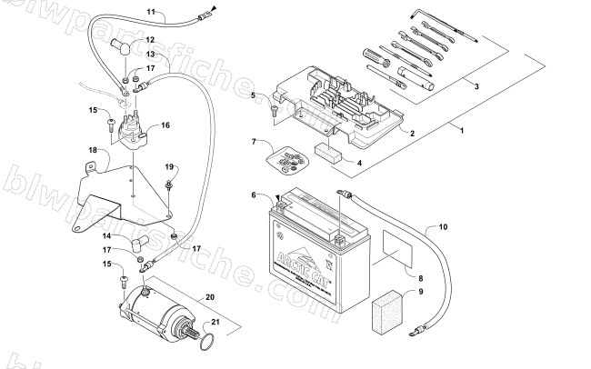 BATTERY AND STARTER ASSEMBLY diagram