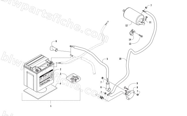 BATTERY AND STARTER MOTOR ASSEMBLY diagram