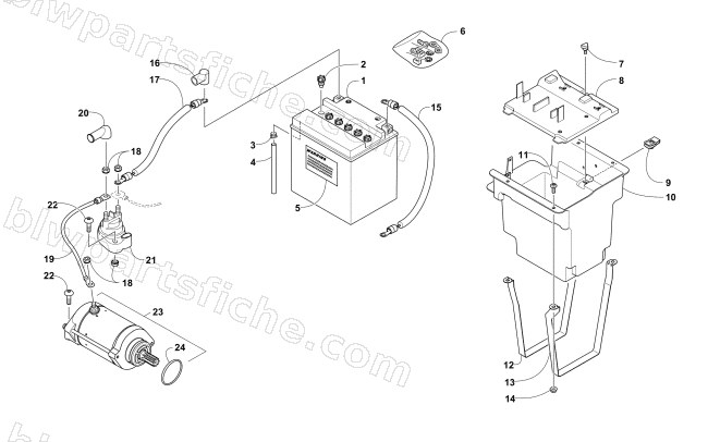BATTERY AND STARTER MOTOR ASSEMBLY diagram