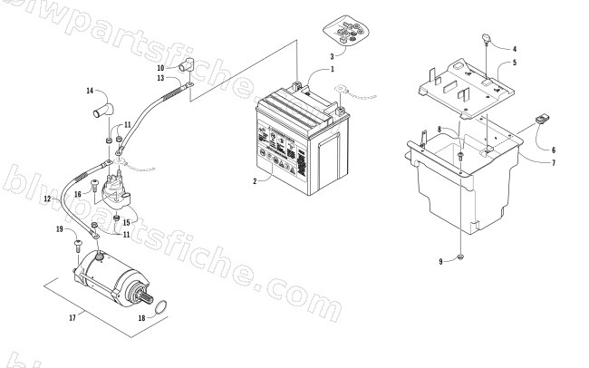 BATTERY AND STARTER MOTOR ASSEMBLY (SER. #  302247 AND ABOVE) diagram