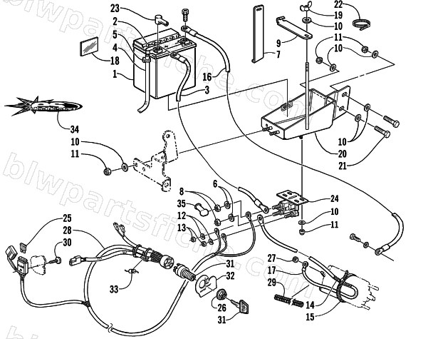 BATTERY, SOLENOID, AND CABLES diagram