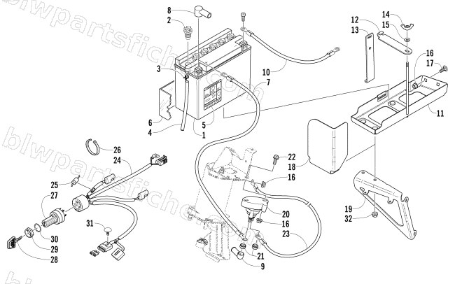 BATTERY, SOLENOID, AND CABLES (OPTIONAL) diagram