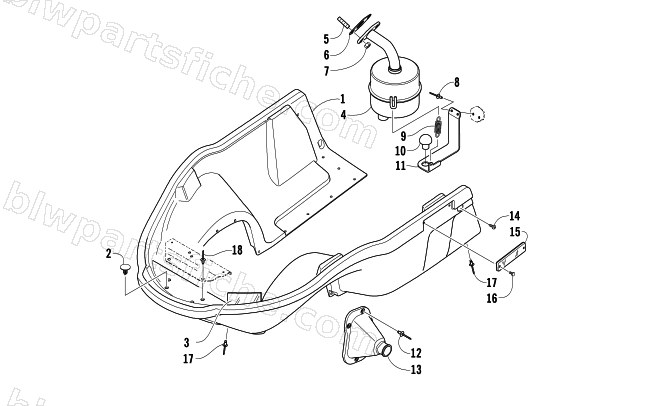 BELLY PAN AND EXHAUST ASSEMBLIES diagram