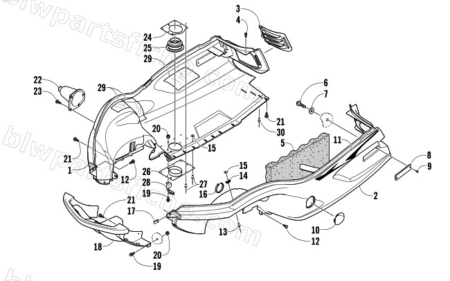 BELLY PAN AND FRONT BUMPER ASSEMBLY diagram