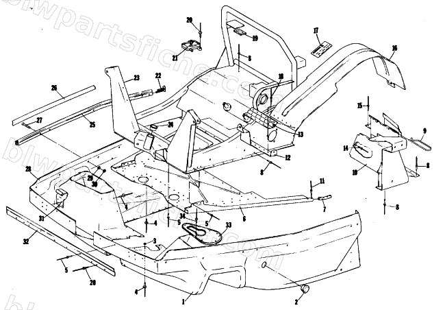 BELLY PAN AND FRONT FRAME diagram