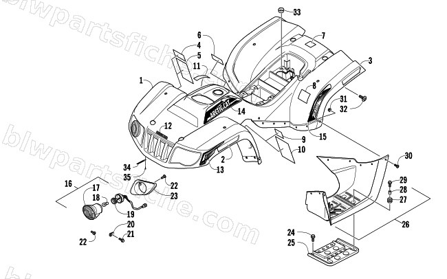 BODY PANEL AND HEADLIGHT ASSEMBLY diagram