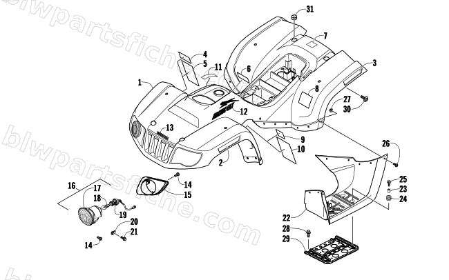 BODY PANEL AND HEADLIGHT ASSEMBLY diagram