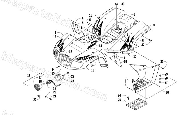 BODY PANEL AND HEADLIGHT ASSEMBLY diagram