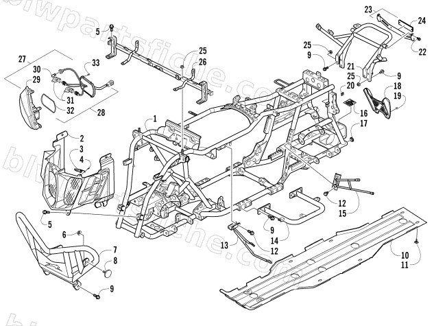 BUMPER, FRAME, AND HEADLIGHT ASSEMBLIES diagram