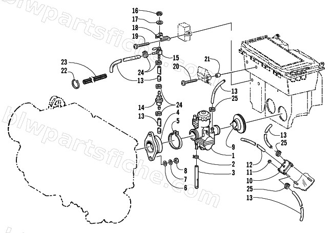 CARBURETOR AND FUEL PUMP ASSEMBLY diagram
