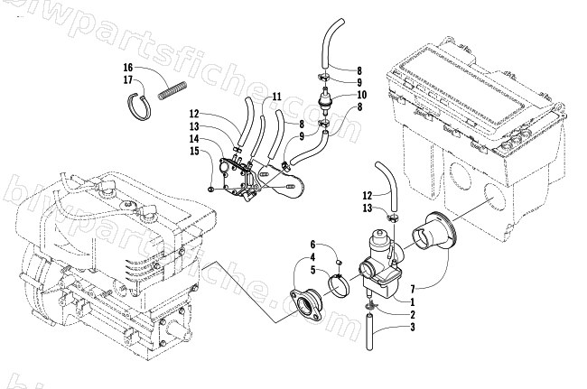 CARBURETOR AND FUEL PUMP ASSEMBLY diagram