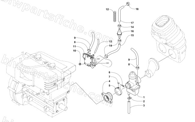 CARBURETOR AND FUEL PUMP ASSEMBLY diagram