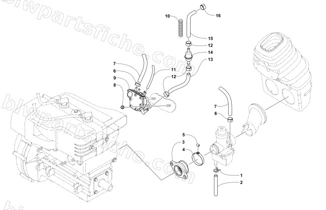 CARBURETOR AND FUEL PUMP ASSEMBLY diagram