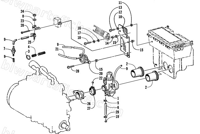CARBURETOR AND FUEL PUMP ASSEMBLY diagram