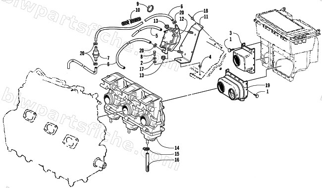 CARBURETOR AND FUEL PUMP ASSEMBLY diagram