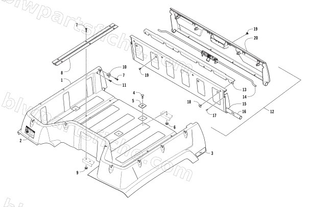 CARGO BOX AND TAILGATE ASSEMBLY diagram
