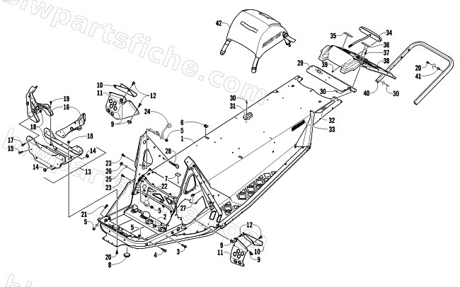 CHASSIS, REAR BUMPER, AND SNOWFLAP ASSEMBLY diagram