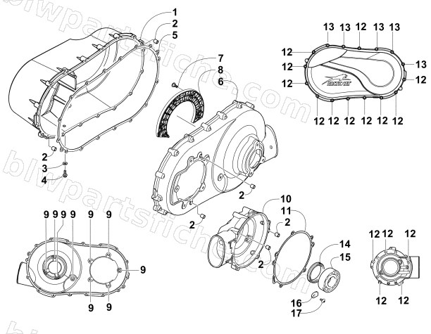 CLUTCH SIDE ENGINE COVERS diagram