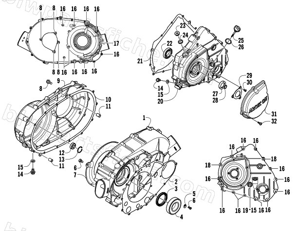 CLUTCH/V-BELT/MAGNETO COVER ASSEMBLY diagram