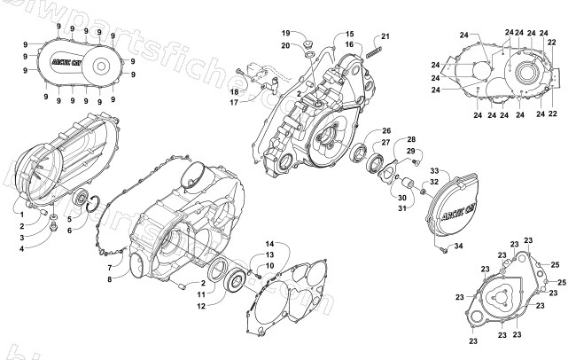 CLUTCH/V-BELT/MAGNETO COVER ASSEMBLY diagram