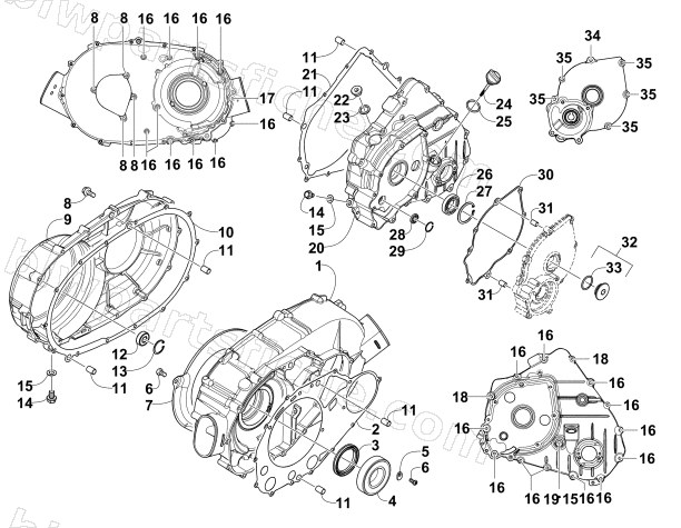 CLUTCH/V-BELT/MAGNETO COVER ASSEMBLY diagram