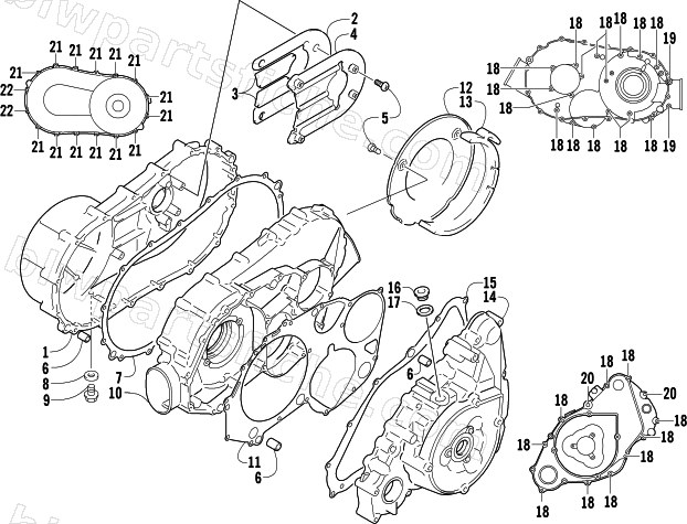CLUTCH/V-BELT/MAGNETO COVER ASSEMBLY diagram