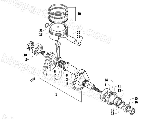 CRANKSHAFT AND PISTON ASSEMBLY diagram