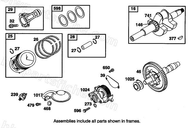 CRANSKSHAFT, PISTON, AND OIL PUMP ASSEMBLY diagram