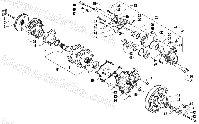 DRIVE TRAIN SHAFT AND BRAKE ASSEMBLIES diagram
