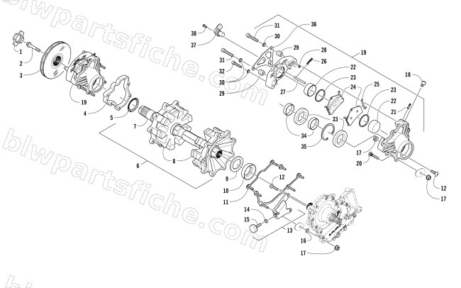 DRIVE TRAIN SHAFT AND BRAKE ASSEMBLIES diagram