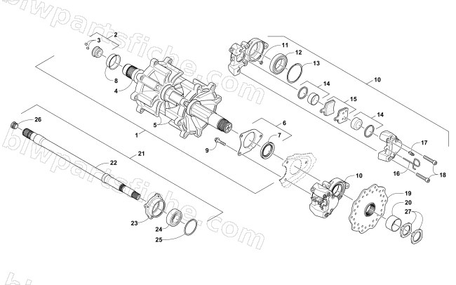 DRIVE TRAIN SHAFTS AND BRAKE ASSEMBLIES diagram