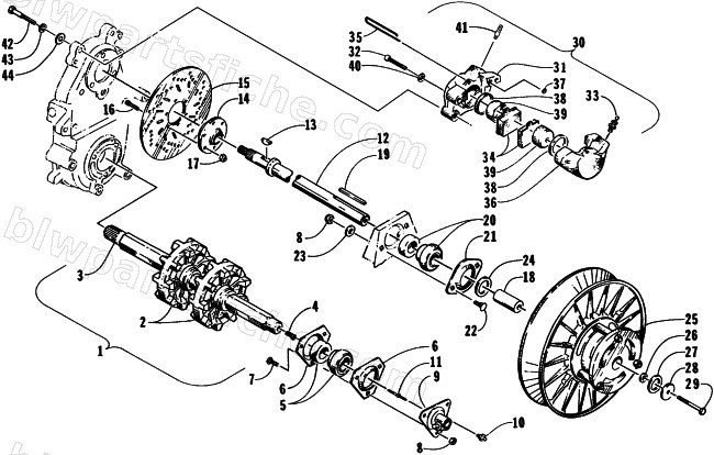 DRIVE TRAIN SHAFTS AND BRAKE ASSEMBLIES diagram
