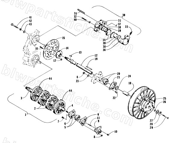 DRIVE TRAIN SHAFTS AND BRAKE ASSEMBLIES diagram