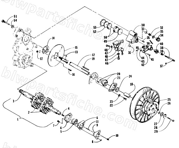 DRIVE TRAIN SHAFTS AND BRAKE ASSEMBLIES diagram