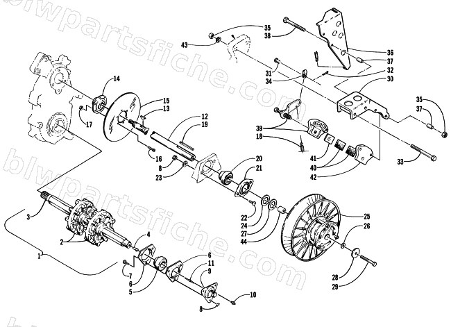 DRIVE TRAIN SHAFTS AND BRAKE ASSEMBLIES diagram