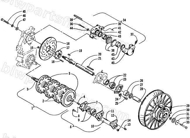 DRIVE TRAIN SHAFTS AND BRAKE ASSEMBLIES diagram