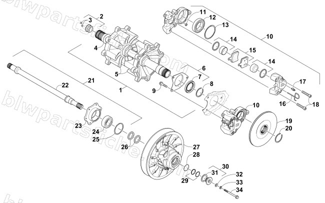 DRIVE TRAIN SHAFTS AND BRAKE ASSEMBLIES diagram