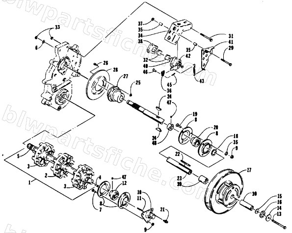 DRIVE TRAIN SHAFTS AND BRAKE ASSEMBLIES diagram