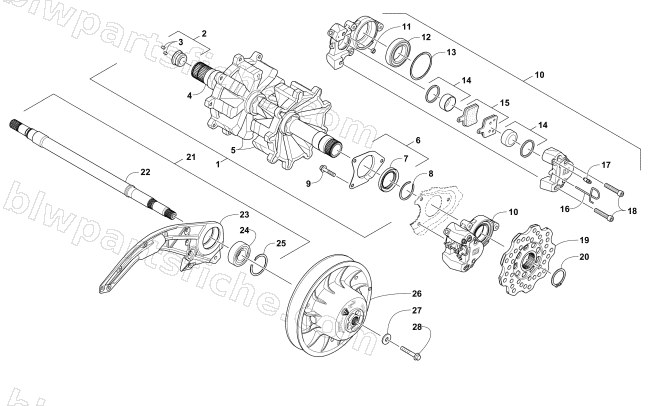 DRIVE TRAIN SHAFTS AND BRAKE ASSEMBLIES diagram