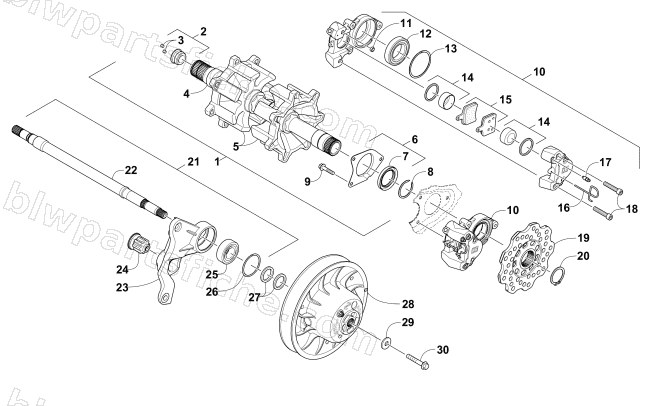 DRIVE TRAIN SHAFTS AND BRAKE ASSEMBLIES diagram