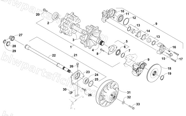 DRIVE TRAIN SHAFTS AND BRAKE ASSEMBLIES diagram