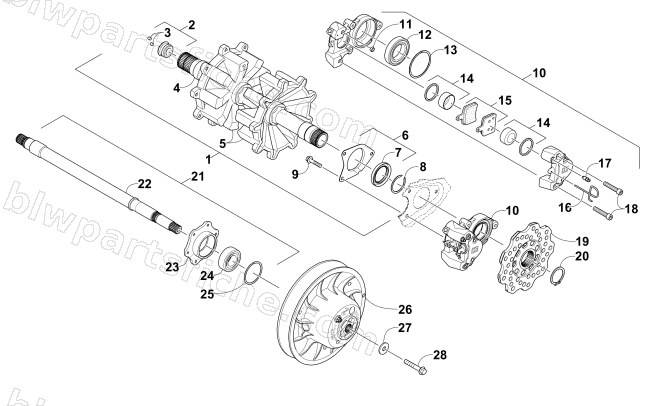 DRIVE TRAIN SHAFTS AND BRAKE ASSEMBLIES diagram