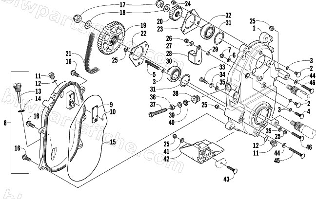 DRIVE/DROPCASE ASSEMBLY diagram