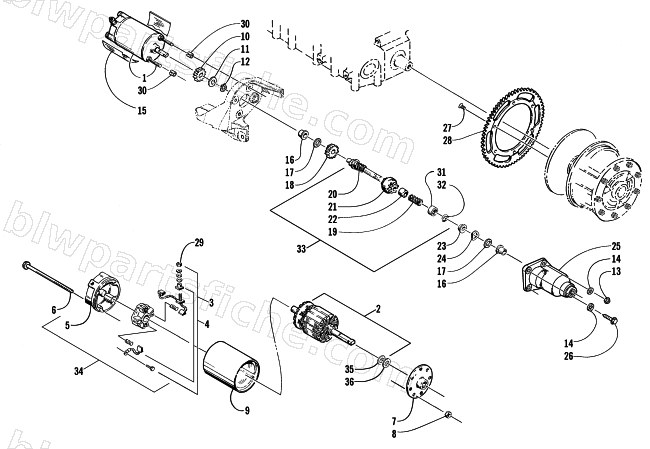 ELECTRIC START - STARTER MOTOR ASSEMBLY diagram