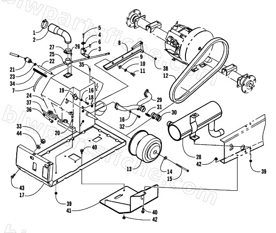 ENGINE AND CLUTCH ASSEMBLY diagram