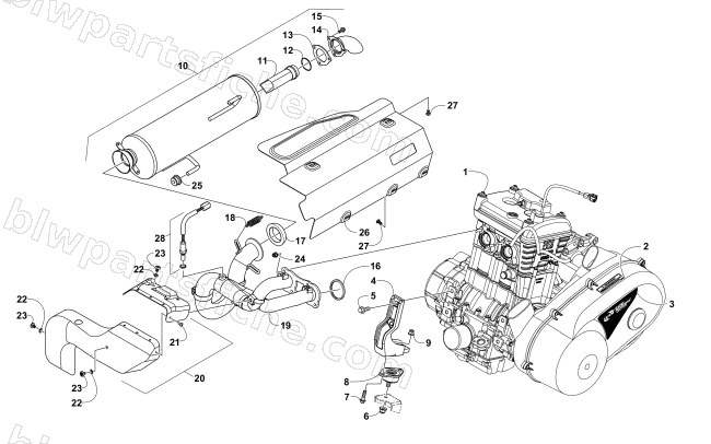 ENGINE AND EXHAUST diagram